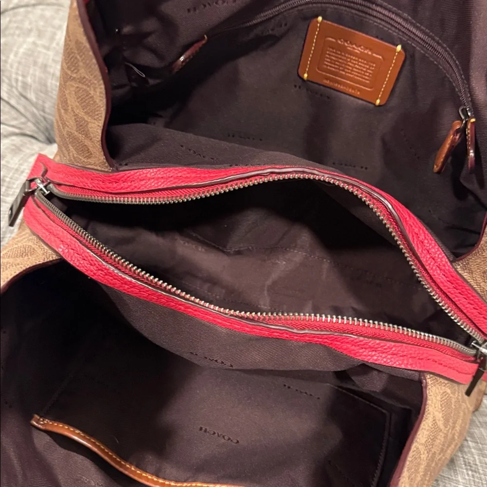 Coach Bag Dalton 31 Red Leather Signature Logo Shoulder Bag Wallet Set - Picture 15 of 17